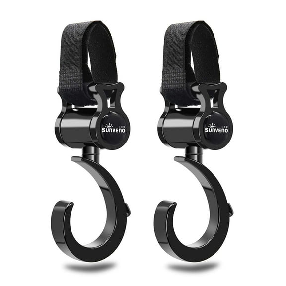 Sunveno Multi Purpose Hooks Stroller Hooks, 2 Pack, Black