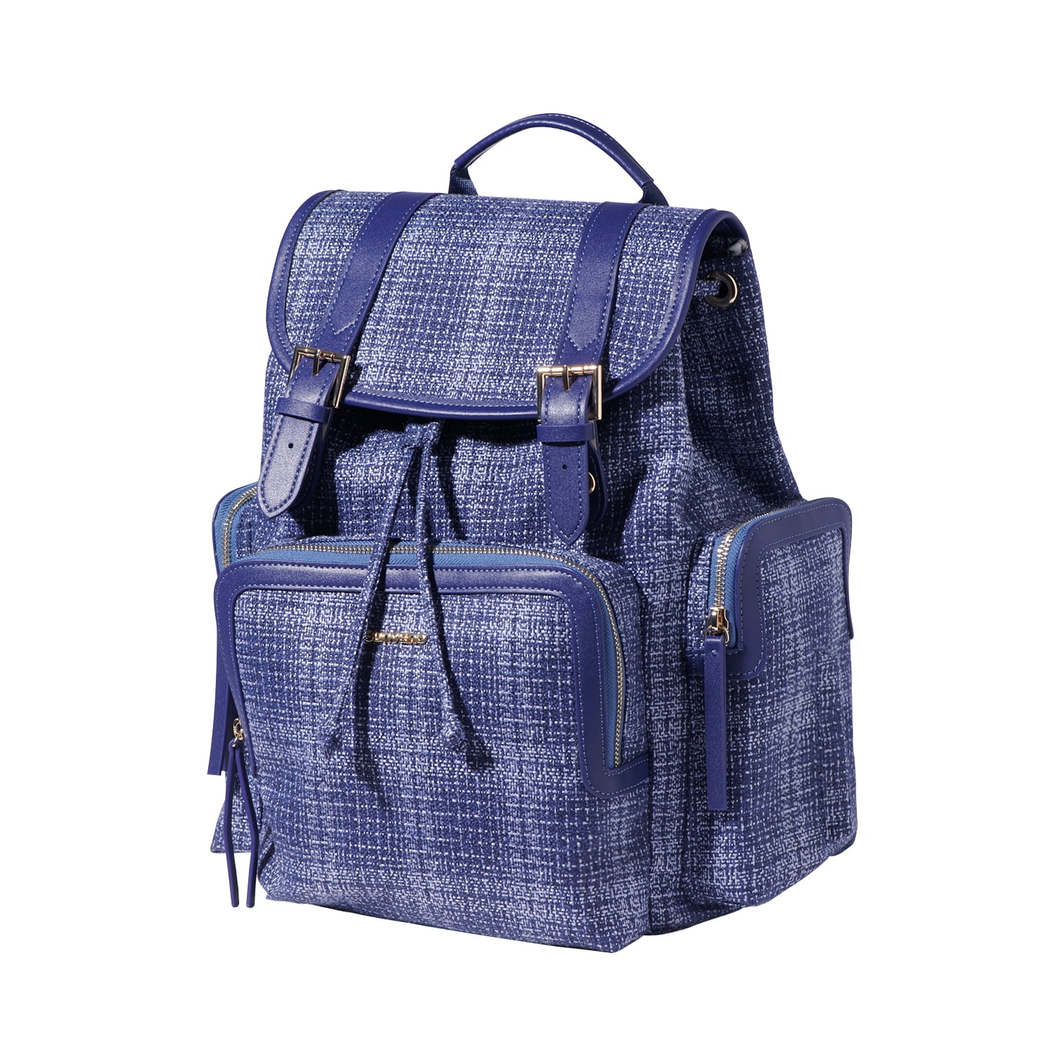 Sunveno Tweed Backpack Large Capacity Diaper Bag Nappy Organizer Backpack, Blue