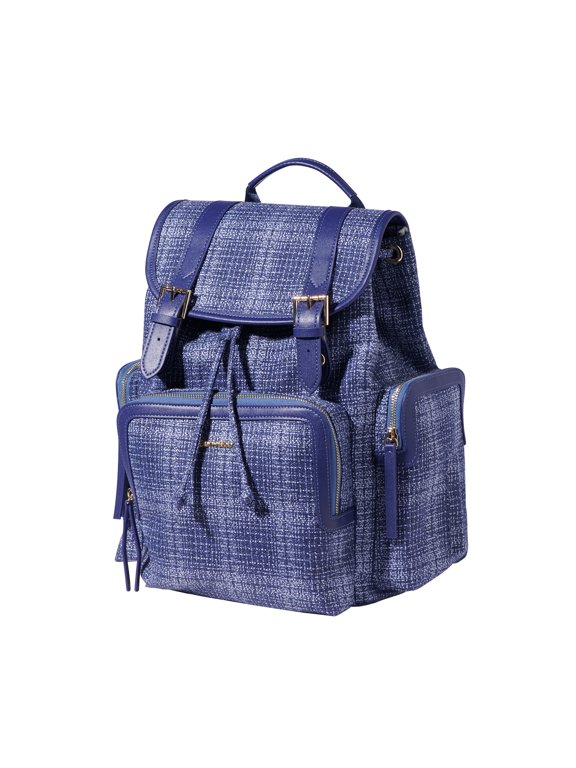 Tweed Backpack Large Capacity Diaper Bag Nappy Organizer Backpack, Blue