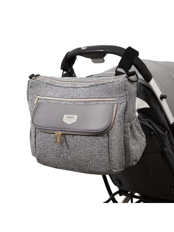 Tweed Luxe Stroller Organizer Crossbody Bag Diaper Bag Travel Bag, Gray