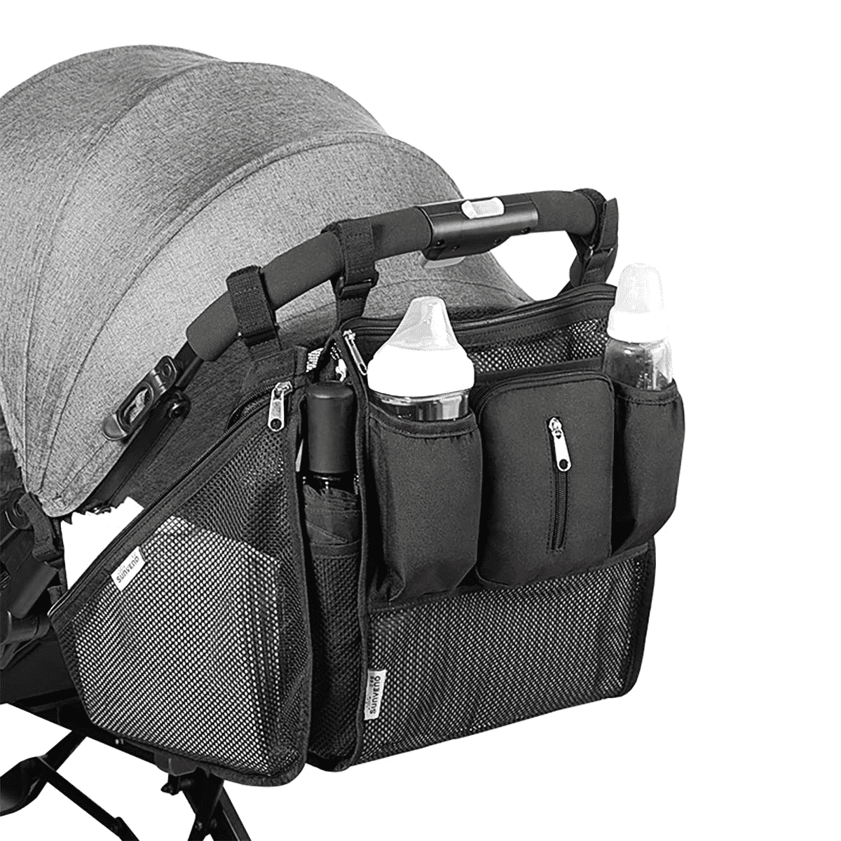 Sunveno Universal 2 in 1 Insulated Cup Holders Stroller Organizer, Black