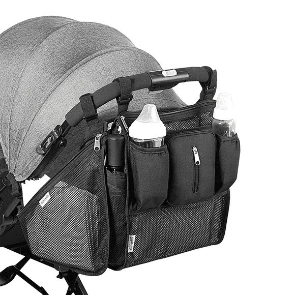 Sunveno Universal 2 in 1 Insulated Cup Holders Stroller Organizer, Black