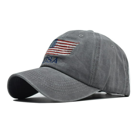 Sunvit American Flag Baseball Cap, Embroidery Adjustable Washed Vintage Cotton Denim Distressed Hat for Women Men