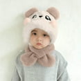 thumbnail image 1 of Sunvit-Panties 2-in-1 Kidss & Kids 1-6 Years Unisex Beige Plush Warm Winter Hat with Scarf, Cute Panda Design with Ear Flaps, Nylon Spandex Cold Weather Accessory,Size 1 T, 1 of 7