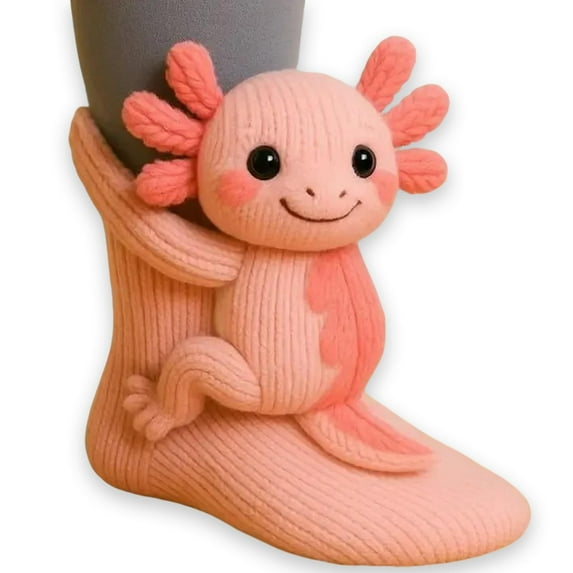 Sunvit-Panties 3D Plush Animal Socks Unisex - Color F, Bunny/Red Panda/Axolotl, 100% Polyester Soft, One Size Fits Most for Adults & Teens, Machine Washable Gift/Loungewear,Size Free Size