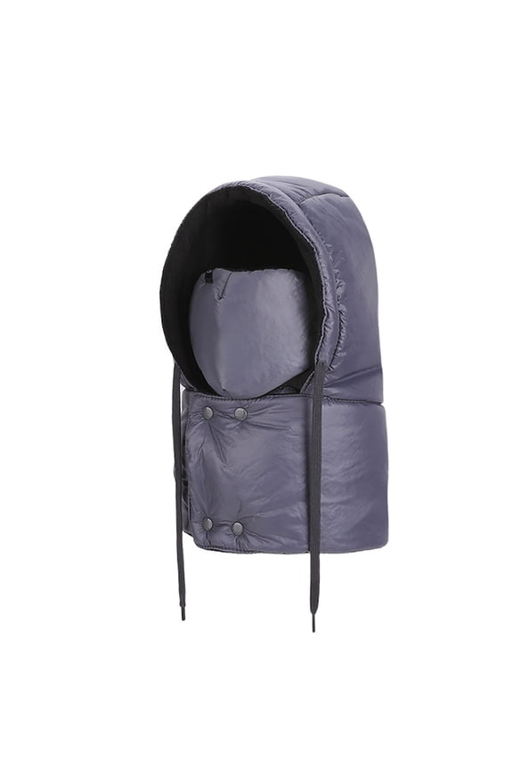 Adjustable Fleece-Lined Winter Hood - All-in-One Face Mask & Neck Gaiter, Acrylic, Women and Men Gray, One Size Fits Most,Size Free Size