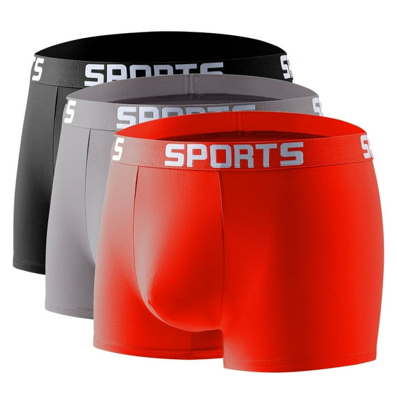 Sunvit-Panties Big & Tall Men’s Cotton Boxer Briefs 3 Pack Multicolor (Black/Gray/Red) - Non-Slip Sporty Waistband, Size 4XL Breathable