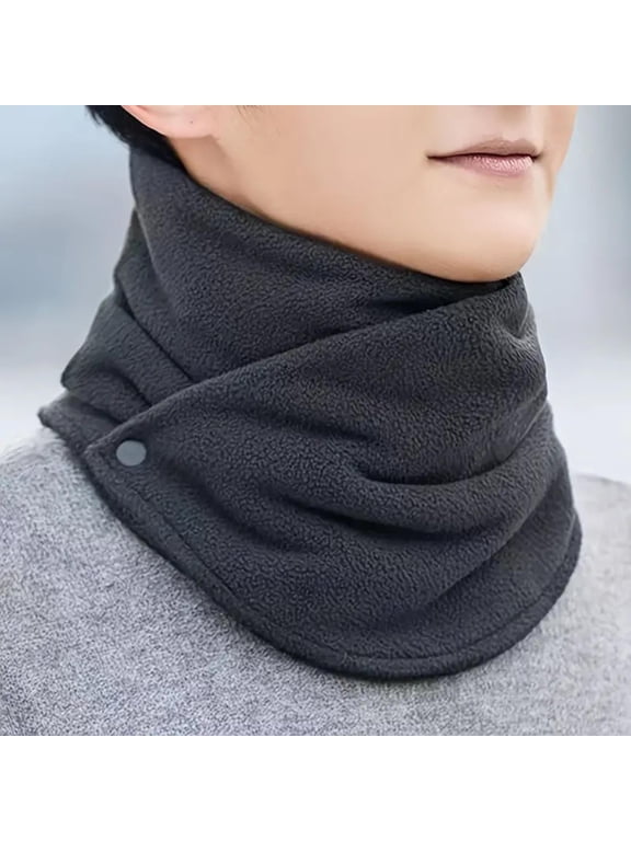 Dark Gray Warm Neck Gaiter Neck Warmer - Polyester Women and Men, Adjustable Button, One Size Fits Most, Cold Weather Use,Size Free Size