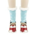 thumbnail image 1 of Sunvit-Panties Female Blue Christmas Socks, Fleece Cuff Reindeer Snowflake Design, Crew Length (Mid-Calf), One Size Fits Most, Acrylic Warm Cozy Socks for Holiday Gifting & Home,Size Free Size, 1 of 3