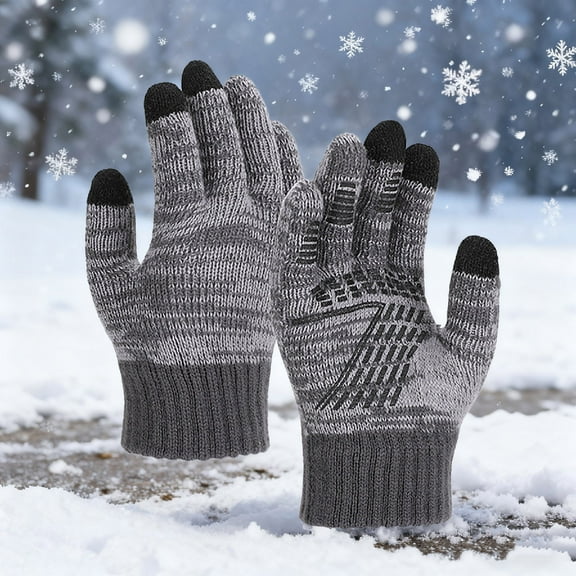 Sunvit-Panties Gray Touchscreen Gloves Women and Men, Warm Knitted Non-Slip Winter Gloves, One Size Fits Most for Cold Weather Commuting, Driving & Daily Use,Size Free Size