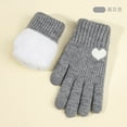 thumbnail image 1 of Sunvit-Panties Gray Warm Winter Gloves for Women - 2-in-1 Full-Finger & Fingerless Mittens Set, Touchscreen Compatible Polyester Knitted Heart Pattern for Teens Cold Weather,Size Free Size, 1 of 3