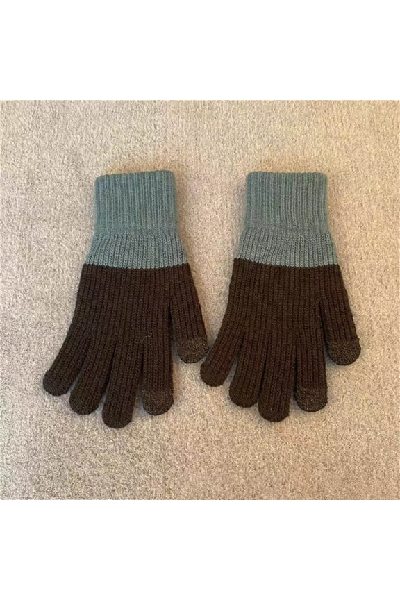 Gray Winter Acrylic Knit Gloves for Women - Touchscreen Compatible, One Size Fits Most Adults, Warm Cold Weather Gloves for Fall/Winter,Size Free Size