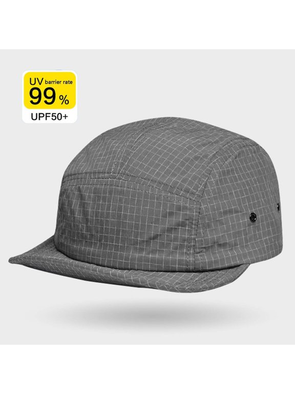 Gray Women and Men 5-Panel Sun Hat - UPF50+ UV Protection, Lightweight Polyester for Outdoor Hiking & Daily Commute,Size Free Size