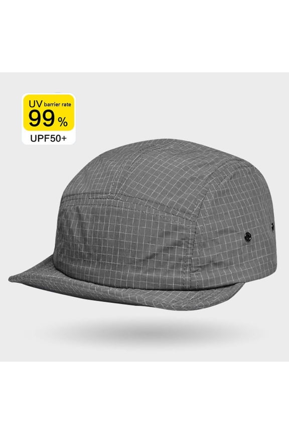 Gray Women and Men 5-Panel Sun Hat - UPF50+ UV Protection, Lightweight Polyester for Outdoor Hiking & Daily Commute,Size Free Size