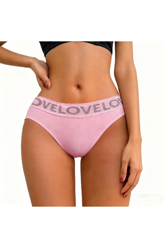Juniors Bikini Briefs - Low-Rise, Pink, Size S | LOVE Wide Waistband, Nylon Spandex Blend, Ultra Soft & Stretchy for Daily Comfort