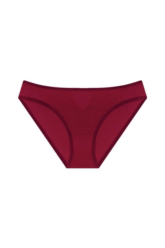 Juniors Bikini Panties - Seamless Red Size S, Polyester Spandex Comfort, No Visible Lines for Daily Wear