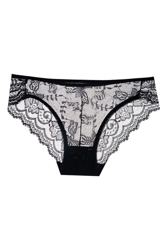 Juniors Black Lace Bikini Panties - Nylon Spandex, Scalloped Edge, All-Day Comfort for Daily/Special Occasions, Size M