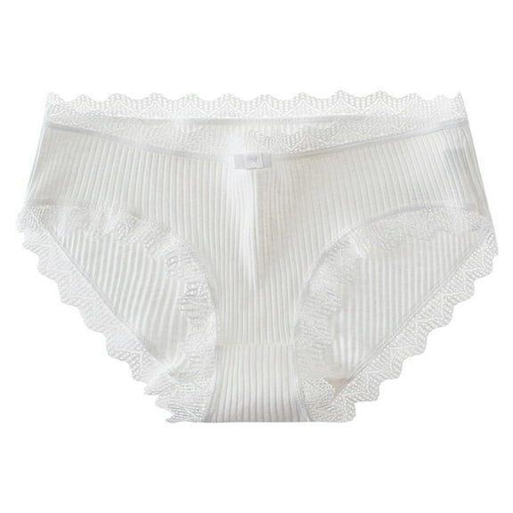 Sunvit-Panties Juniors Cotton Bikini Briefs White Size M - Lace-Trimmed Elastic Waist, Breathable Skin-Friendly, All-Day Comfort for Daily Wear