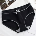 thumbnail image 1 of Sunvit-Panties Juniors Cotton Mid-Rise Bikini Underwear - Ribbed, Bow Detail, Breathable for Everyday Wear, Black, Size M, 1 of 3
