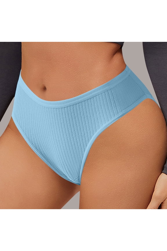 Juniors High-Waisted Nylon Spandex Underwear - Bikini Cut, Comfortable Breathable, No Visible Lines, Size M, Blue, Ideal for Daily Wear