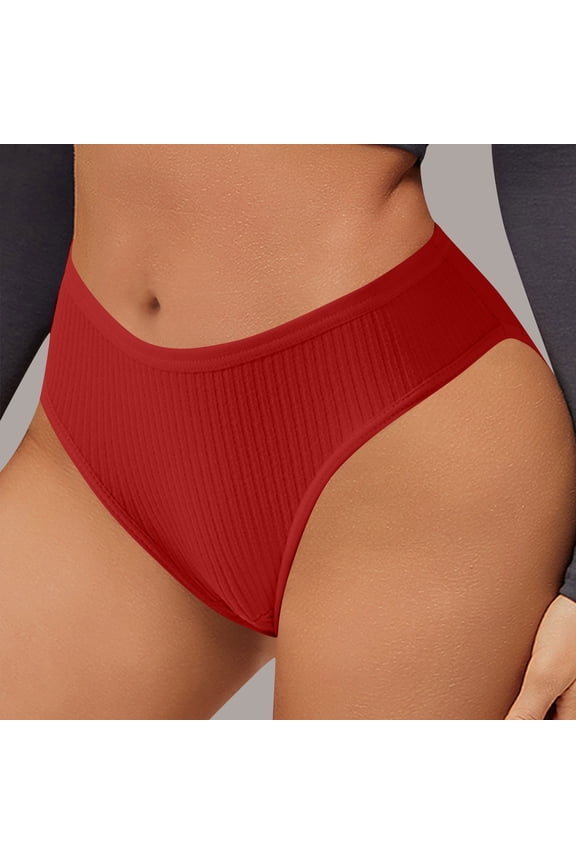 Juniors High-Waisted Nylon Spandex Underwear - Size M, Red, All-Day Comfort, Bikini Cut, No Show for Daily Wear