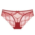 thumbnail image 1 of Sunvit-Panties Juniors Low-Rise Lace Bikini Panties - Soft Stretch, Sheer & Solid, Bow Accent, Scalloped Edges, Hot Pink, Size M, Comfortable for Everyday & Casual Wear, 1 of 2