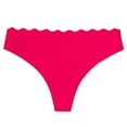 thumbnail image 1 of Sunvit-Panties Juniors Red Seamless Thong Panties - Nylon Spandex, Scalloped Waistband, VPL-Free Stretchy for Form-Fitting Outfits, Size S (1 Piece), 1 of 2