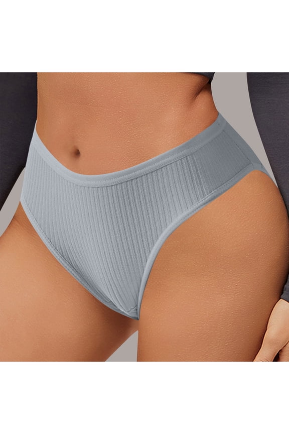 Juniors Ribbed Bikini Underwear, Nylon Spandex Soft Breathable Mid-Rise, Gray Size M, Everyday Figure-Flattering Comfort Underwear for Juniors