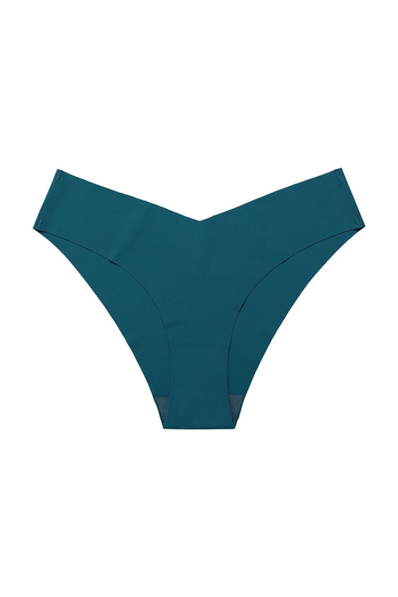 Juniors Seamless No-Show Bikini Underwear 100% Polyester V-Front Low-Rise - Green, Size M - Soft All-Day Comfort for Leggings/Form-Fitting Clothes