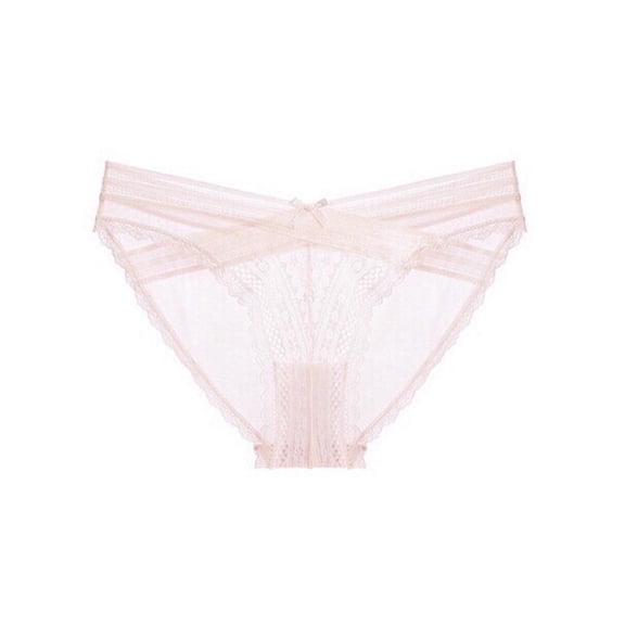 Sunvit-Panties Juniors Sheer Mesh Lace Bikini Panty - Low-Rise, Stretchy Soft, Pink, Size S - Great for Daily & Romantic Date Wear