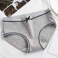 thumbnail image 1 of Sunvit-Panties Juniors Soft Breathable Cotton Bikini Briefs - Gray, Size M, Ribbed Knit with Front Bow & Black Piping for Everyday Wear, 1 of 3