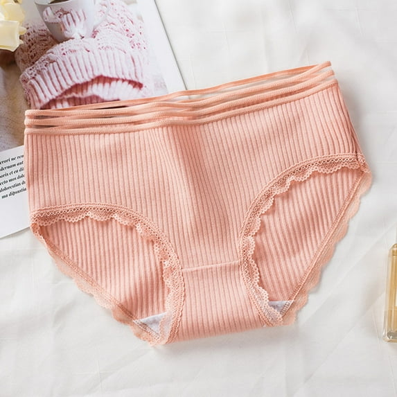 Sunvit-Panties Juniors Womens Cotton Bikini Underwear - Breathable Soft Daily Wear, Lace Trim Double Back Strap, Size M, Color Red