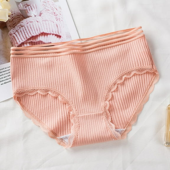 Sunvit-Panties Juniors Womens Cotton Bikini Underwear - Breathable Soft Daily Wear, Lace Trim Double Back Strap, Size M, Color Red