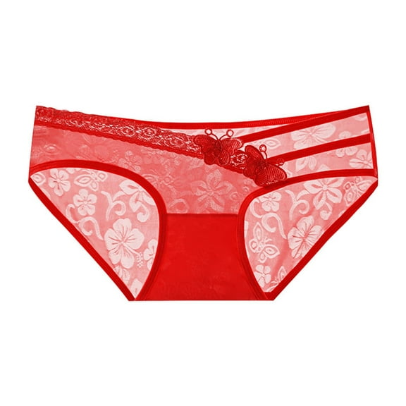 Sunvit-Panties Juniors Womens Red Bikini Underwear Size M - Nylon Spandex Stretchy Comfortable, Floral Embroidery Minimal-Seam Breathable for Everyday Wear
