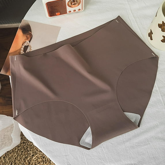 Sunvit-Panties Juniors Womens Seamless Cotton Briefs - Mid-Rise, Breathable, Invisible Under Leggings, Coffee Color, Size M