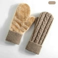 thumbnail image 1 of Sunvit-Panties Khaki Womens Winter Mittens, Cable Knit Acrylic with Fleece Lining, Adult Free Size Durable Cold Weather Gloves for Daily & Outdoor,Size Free Size, 1 of 3