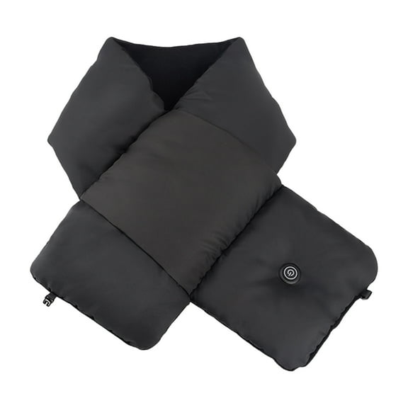 Sunvit-Panties Male Heated Scarf Black - Electric Instant Heat Neck Warmer with One-Button Control, Polyester Puffy Quilted Cross-Wrap, Free Size for Winter Cold Weather,Size Free Size