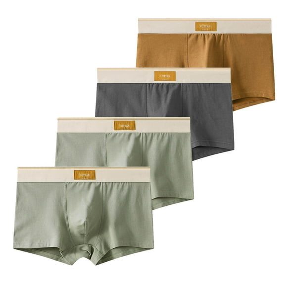 Sunvit-Panties Mens Boxer Briefs 4-Pack Premium Cotton Comfortable Breathable - Brown, Size L, Everyday Wear Skin-Friendly for Men
