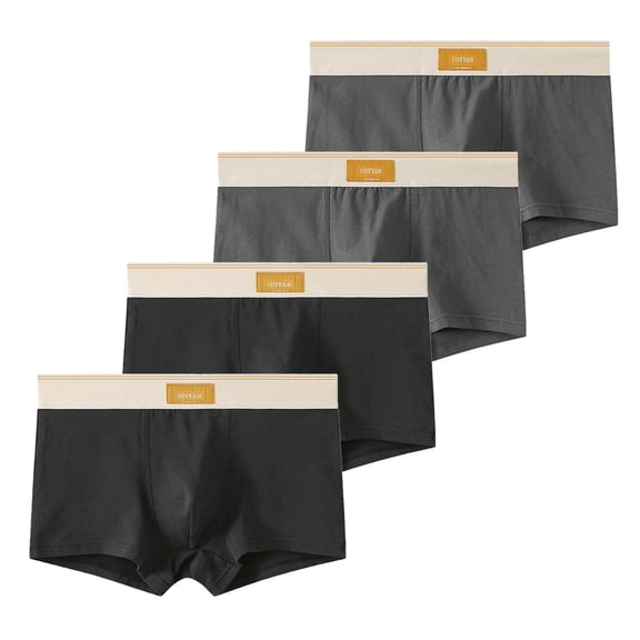 Sunvit-Panties Mens Cotton Boxer Briefs 4 Pack - Size 2XL, Dark Gray - Soft & Breathable with Contoured Pouch & Wide Elastic Waistband for Daily Wear