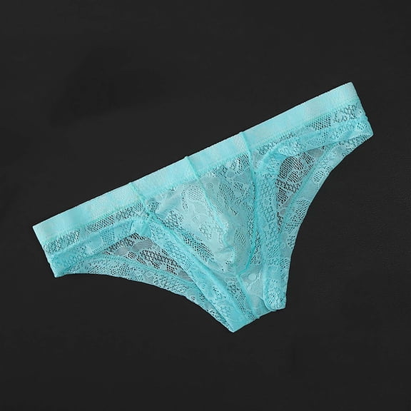 Sunvit-Panties Mens Lace Panty, Size L, Light Blue - 95% Polyester 5% Spandex, Soft Stretch, Mid-Low Rise, All-Day Comfort, Semi-Sheer Intricate Lace, Elastic Waistband
