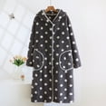 thumbnail image 1 of Sunvit-Panties Pajamas Womens Plush Polka Dot Hooded Robe - Black, 100% Polyester, Long-Length, Cozy, Relaxed Fit, Machine Washable with Pockets for Home Lounging & Post-Shower,Size M, 1 of 3