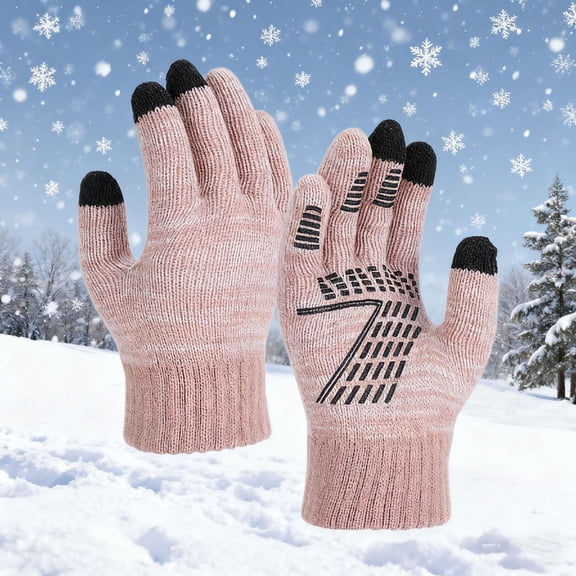 VONCOS Pink Women and Men Touchscreen Gloves, Warm Knitted Non-Slip Winter Gloves, One Size Fits Most for Cold Weather Commuting, Driving & Daily Use,Size Free Size