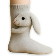 SUNVIT-PANTIES Unisex 3D Plush Animal Socks - 100% Polyester Soft, One Size Fits Most for Adults & Teens, Color A, Bunny/Red Panda/Koala, Machine Washable Loungewear/Gift,Size Free Size