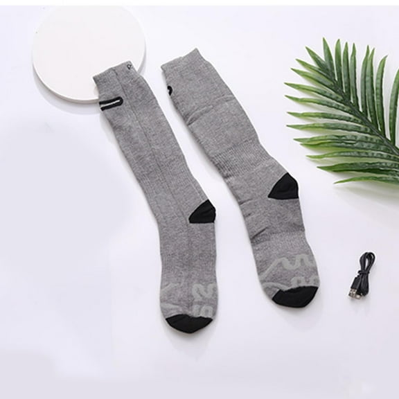 Sunvit-Panties Unisex Gray Heated Socks - USB-Powered Knee High, Temperature Controllable with Long Lasting Warmth for Winter Outdoor Hiking & Daily Use,Size Free Size