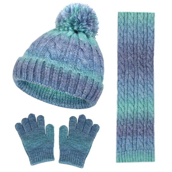 Sunvit-Panties Unisex Kids Green Winter Knitted Set - Beanie, Scarf, Gloves, Acrylic Cable Knit, Warm Cold-Proof, Fits Ages 4-10,Size Free Size
