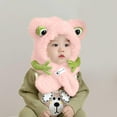 thumbnail image 1 of Sunvit-Panties Warm Frog Kids Winter Hat & Scarf Set, Unisex 6-24 Months Pink, Soft Nylon Spandex Cold Weather Head Neck Warmer,Size 6 Months, 1 of 6