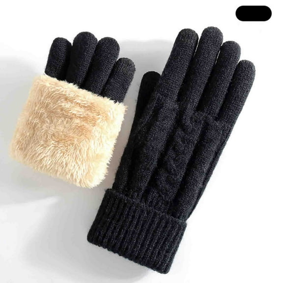Sunvit-Panties Warm Womens Black Touchscreen Gloves - Acrylic Cable Knit Fleece Lined Winter Gloves, One Size Fits Most for Daily Commute & Outdoor Activities,Size Free Size