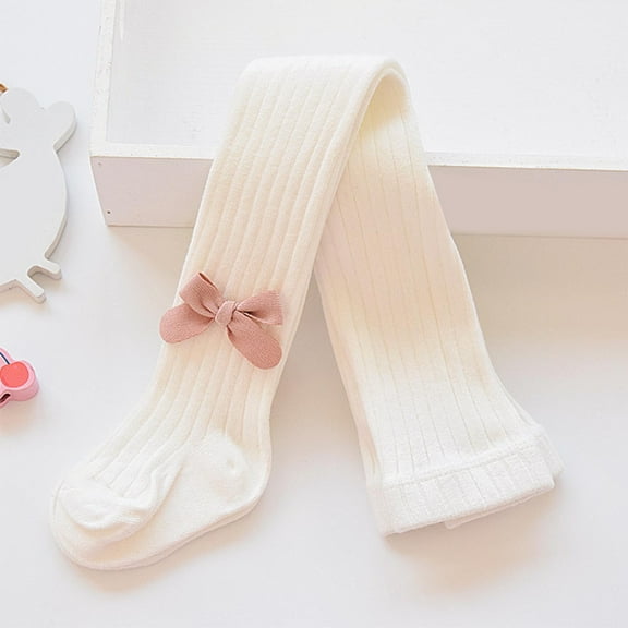 Sunvit-Panties White Girls' Tights - Cotton Ribbed with Ankle Bow, Full Length Soft Breathable Seamless Toe, for 2-10 Year Old Kidss & Pre-Teens,Size 4 T