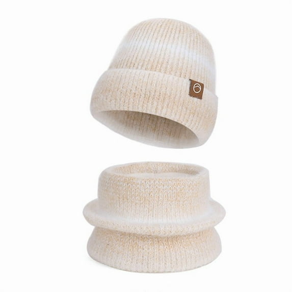 Sunvit-Panties Winter Acrylic Beanie & Neck Gaiter Set - Women and Men, Beige Color, Soft Warm Knit for Adults Teens, Cold Weather Commute & Daily Use,Size Free Size