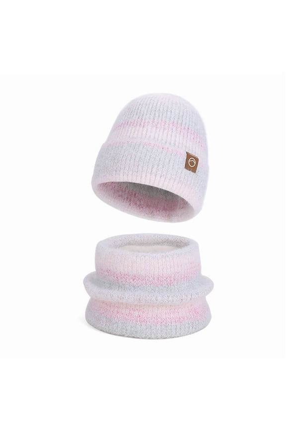 Winter Acrylic Beanie & Neck Gaiter Set - Women and Men Pink, Soft Warm Knit for Adults & Teens, Cold Weather Commute & Daily Use,Size Free Size